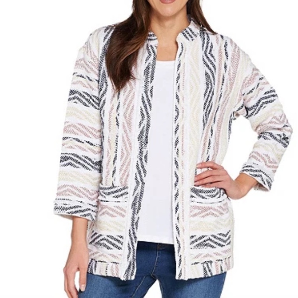 Susan Graver Multicolor Textured Jacket Size 12